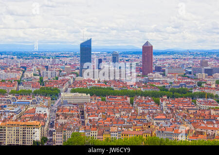 Lyon, France - vue aérienne de la ville panorama Banque D'Images