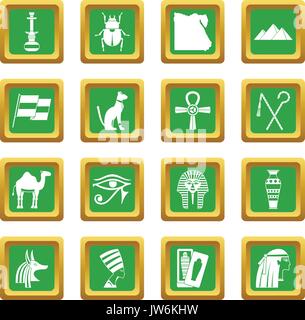 Articles de voyage Égypte icons set green Illustration de Vecteur