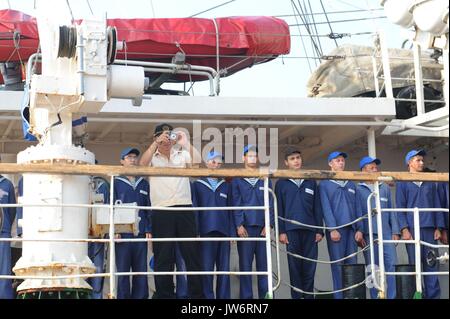 Qingdao, Chine. 11 août, 2017. Voilier russe Pallada ajoute du brillant à Qingdao et Semaine internationale de la voile à Qingdao, Festival de l'océan à l'est de la Chine La province du Shandong, le 11 août, 2017. Pallada est l'un des plus grands voilier dans le monde. Crédit : SIPA Asie/ZUMA/Alamy Fil Live News Banque D'Images