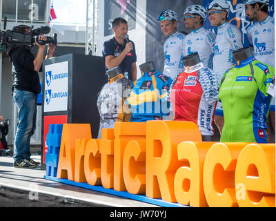 Photo à partir de l'Arctique des Noway annuel. Une compétition cycliste sur 4 jours dans la partie nord de la Norvège. Les cyclistes du monde entier en pro, continental et des équipes d'amateurs en compétition chaque année. Banque D'Images