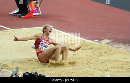 Londres, Royaume-Uni. Août 11, 2017. Londres, le 11 août 2017 . Lauma Gr ?va, la Lettonie, dans le women's long saut définitif le jour 8 de l'IAAF 2017 Championnats du monde de Londres au London Stadium. Crédit : Paul Davey/Alamy Live News Banque D'Images