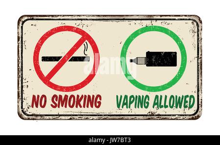 Ne pas fumer et Vaping admis vintage métal rouillé signe sur un fond blanc, vector illustration Illustration de Vecteur