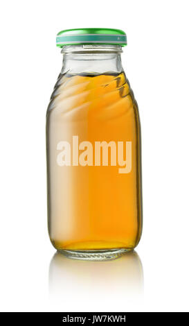 Petite bouteille de jus de pomme isolated on white Banque D'Images