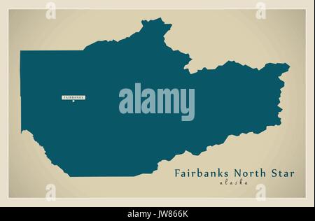 Carte moderne - Fairbanks North Star comté Alaska USA illustration Illustration de Vecteur