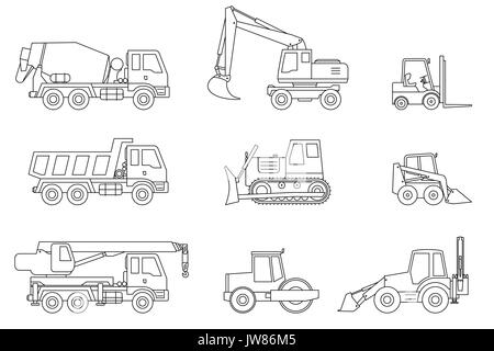 Machines de construction fine d'icônes. Illustration de Vecteur