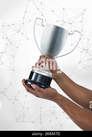 De l'homme composite numérique avec un trophée sur les mains Banque D'Images