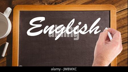 Digital composite de la main English on blackboard Banque D'Images