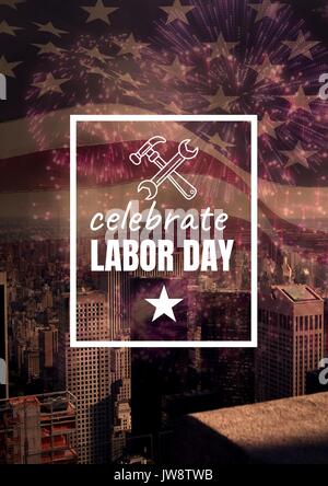 Digital composite de la fête du Travail du texte sur US flag Banque D'Images