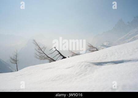 Printemps dans les montagnes du sud et ensoleillé. snowscaped pentes des grandes Jorasses. entourant de plampincieux village calme au pied du mont blanc. Banque D'Images