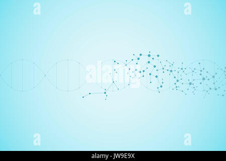 La structure de la molécule ADN et les neurones, lignes connectées avec des points, génétiques et des composés chimiques, illustration Banque D'Images