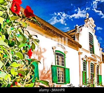 Boschendal Wine Estate Manoir de style Cape Dutch près de Franschhoek, Afrique du Sud. --Art Peinture Photo Numérique Banque D'Images