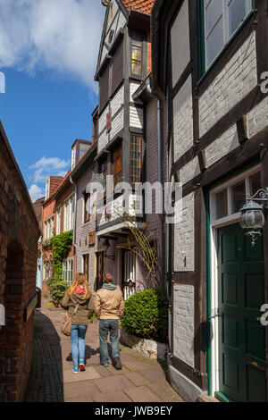 BREMEN, ALLEMAGNE - 16 Apr 2016 : maisons colorées dans la ville historique de Schnoorviertel à Brême, Allemagne Banque D'Images