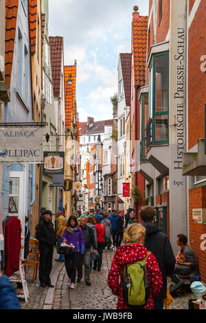 BREMEN, ALLEMAGNE - 16 Apr 2016 : maisons colorées dans la ville historique de Schnoorviertel à Brême, Allemagne Banque D'Images