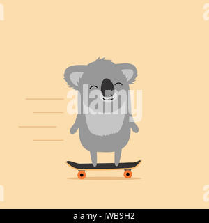 Koala la planche à roulettes. Cute cartoon illustration Banque D'Images