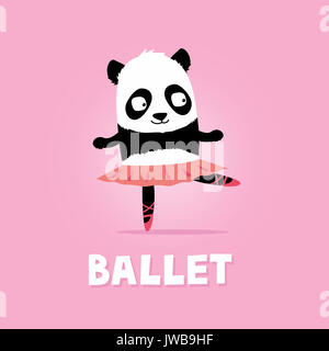 Ballerine panda. Cute cartoon illustration sur fond rose Banque D'Images