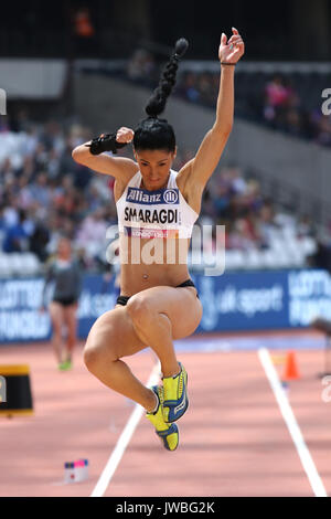 Styliani kouros de la Grèce dans le saut en longueur femmes T47 à la finale des Championnats du monde à Londres 2017 Para Banque D'Images