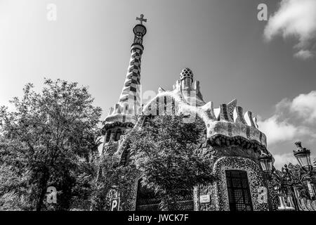 L'architecture à l'étonnant parc Guell à Barcelone Banque D'Images