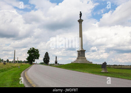 Vue d'une guerre civile de bataille militaire monument à Gettysburg en Pennsylvanie avec Banque D'Images