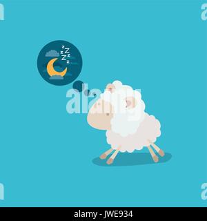 Fond Couleur d'adorables moutons pensant dans la nuit Illustration de Vecteur