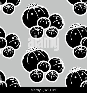 Contour blanc et noir sur les succulentes plan arrière-plan gris clair. hand drawn seamless pattern style. vector illustration. Illustration de Vecteur