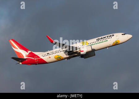 Jetconnect Qantas (Nouvelle-Zélande) Boeing 737-838 ZK-ZQF au départ de l'Aéroport International de Melbourne. Banque D'Images