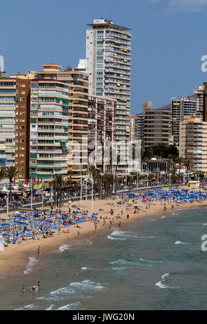 Benidorm - Espagne. Une ville sur la côte méditerranéenne, dans la province d'Alicante, sur la Costa Blanca, dans l'Est de l'Espagne. Banque D'Images