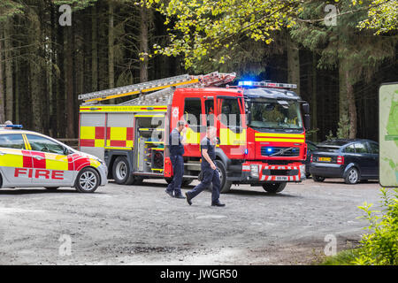 Pompiers de l'île de l'homme, Service d'incendie et de secours d'urgence qui en bois. Banque D'Images