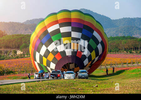 CHIANG RAI, THAÏLANDE - 16 février : ballon coloré PARC SINGHA à CHIANG RAI Balloon Fiesta 2017 , province de Chiang Rai, Thaïlande. Banque D'Images