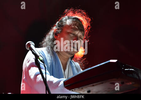 Pula. Août 11, 2017. Musicien chinois Li Zhihui de la Haya effectue au cours de la bande Silk Road Music Festival Ethno chinois à l'ancienne arène dans Pula, Croatie le 11 août 2017. Credit : Dusko Marusic/Xinhua/Alamy Live News Banque D'Images