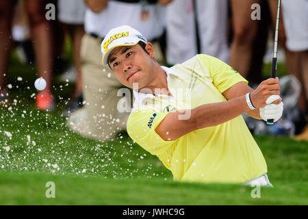 Charlotte, Caroline du Nord, USA 12 Aug 2017 golfeur Hideki Matsuyama lors du championnat de la PGA, le samedi 12 août 2017 à Quail Hollow à Charlotte, NC. Jacob Kupferman/CSM Crédit : Cal Sport Media/Alamy Live News Banque D'Images