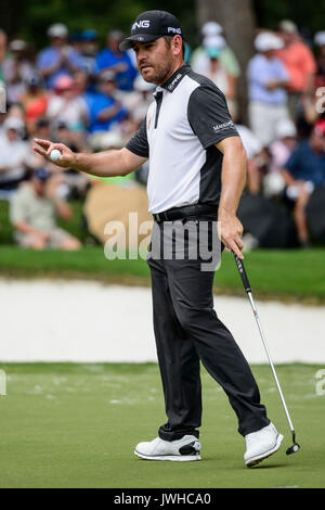 Charlotte, Caroline du Nord, USA 12 Aug, 2017 Louis Oosthuizen golfeur pendant le championnat de la PGA, le samedi 12 août 2017 à Quail Hollow à Charlotte, NC. Jacob Kupferman/CSM Crédit : Cal Sport Media/Alamy Live News Banque D'Images