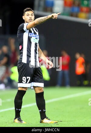 Udine, Frioul-Vénétie Julienne. 12Th Aug 2017. L'Italie, Udine : l'Udinese avant de Giuseppe Pezzella pendant la coupe des gestes TIM match de football entre l'Udinese Calcio Frosinone Calcio v à Dacia Arena Stadium le 12 août, 2017. Credit : Andrea Spinelli/Alamy Live News Banque D'Images