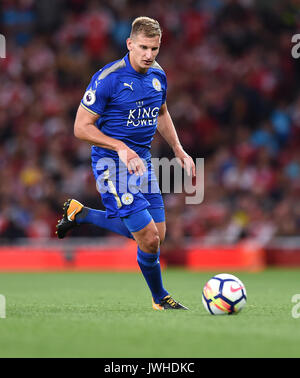 MARC ALBRIGHTON DE LEICESTER C V ARSENAL EMIRATES STADIUM Leicester City Londres Angleterre 11 Août 2017 Banque D'Images