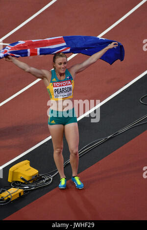 Queen Elizabeth Park, Londres, UK. 12 août 2017. Es Championnats du monde. Jour 9. Féministe, les femmes 100 m haies finale. Sally Pearson (AUS) Banque D'Images