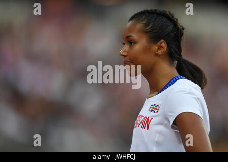 Londres, Royaume-Uni. 12 août 2017. Morgan Lake (GBR) s'apprête à sauter. Maria Lasitskene (ANA) remporte la finale du saut en hauteur femmes au stade de Londres, au jour 9 des Championnats du monde IAAF 2017 à Londres. Deuxième Yuliia Levchenko (UKR), troisième Kamila Licwinko (POL). Crédit : Stephen Chung / Alamy Live News Banque D'Images