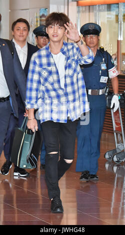 Jae-Joong, JYJ, Août 12, 2017, Tokyo, Japon : chanteur coréen Kim Jae-Joong de JYJ arrive à l'Aéroport International de Tokyo à Tokyo, Japon, le 12 août 2017. Credit : AFLO/Alamy Live News Banque D'Images