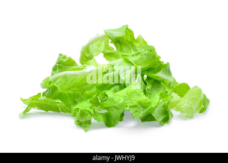 Pile de bébé frais tranche,cos lettuce isolé sur fond blanc Banque D'Images