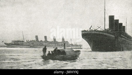 Paquebot Aquitania et Olympic (Titanic's sister ship) le service de guerre, WW1 Banque D'Images