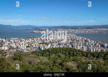 Vue aérienne du centre ville de Florianopolis Ville - Florianopolis, Santa Catarina, Brazia Banque D'Images