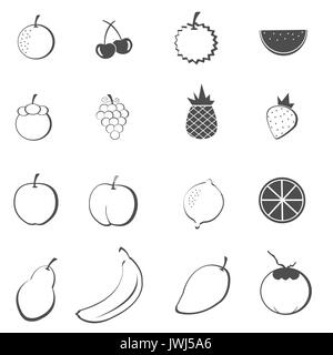 Vector icons set fruits Banque D'Images