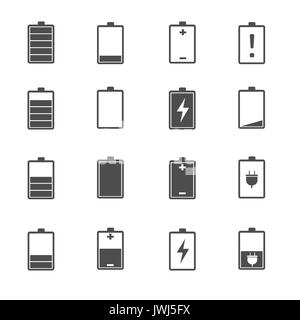 Niveau de charge de la batterie icons set vector Banque D'Images