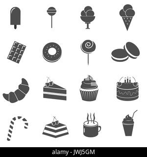 Gâteau et dessert sucré icons set vector Banque D'Images