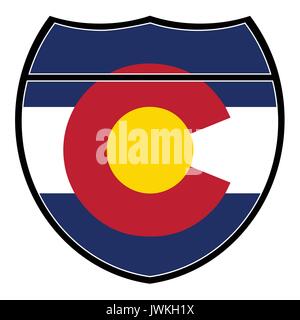 Dans un drapeau Colorado Interstate sign over a white background Illustration de Vecteur