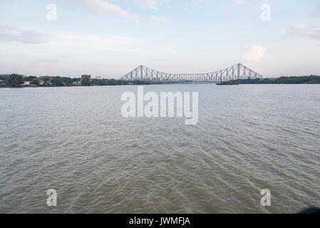 Voir d'Howrah Bridge à Calcutta, Inde Banque D'Images