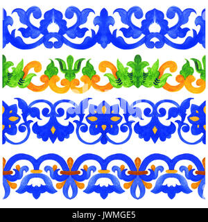 Tuiles azulejo portugais. Frontière. Les modèles sans couture magnifique. Salle de poterie, scrapbooking papier peint pour les smartphones, les cas d'arrière-plan web, prin Banque D'Images