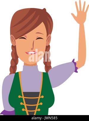 Portrait happy swiss woman waving hand Illustration de Vecteur