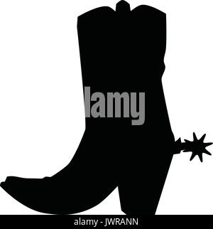 Une silhouette en noir et blanc d'un cowboy boot Illustration de Vecteur