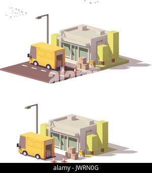 Faible vecteur icône poly shop Illustration de Vecteur