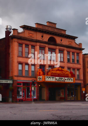 Hamilton , New York, USA. 12 août, 2017. L'Hamilton Cinéma situé dans le quartier historique de Sheldon opera house au centre-ville de Hamilton, New York Banque D'Images