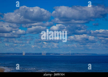 Redcar, Tees-side Wind Farm vu de Saltburn by the Sea, Yorkshire du Nord Banque D'Images